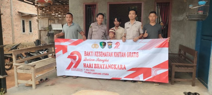 Hari Bhayangkara ke-79: Polres Lampung Utara Gelar Sunat Gratis Keliling, Warga Terbantu